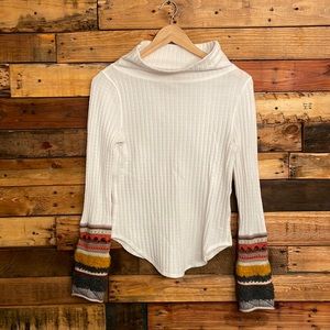 COPY - Free People Mixed Up Cuff Ivory Thermal with oversized sleeves